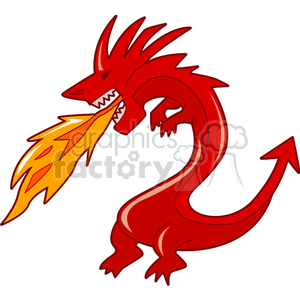   Fire breathing red dragon 