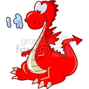The clipart image shows a baby dragon with wings and red scales blowing smoke puffs out of its nose. 