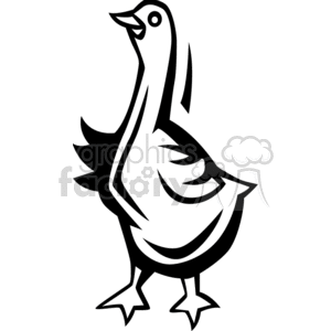 A black and white clipart image of a goose, featuring simple lines and a minimalist design.