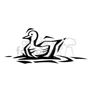 Stylized clipart image of a duck swimming on water.