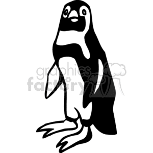 A black and white clipart image of a penguin standing upright.