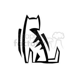 This image is an abstract line art drawing of a cat, looking over its shoulder. There are lines giving the impression of movement 