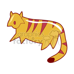 The image is a simple clipart of a stylized feline creature resembling a tiger, characterized by its yellow body with red stripes and a cartoonish appearance that might appeal to fans of animation or children's art.