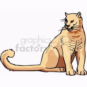 The clipart image shows a stylized representation of a cat, specifically resembling a large wild feline such as a cougar, puma, or mountain lion. 