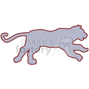 This is a simple clipart image of a big cat silhouette in profile. It looks like a generic representation of a large feline and could be interpreted as a number of species such as a lion, tiger, panther, or cougar due to its non-specific features.