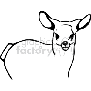 Black and White Line Art of a Cheerful Deer