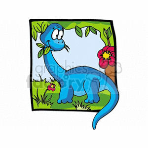 Friendly Cartoon Dinosaur with Flower - Whimsical