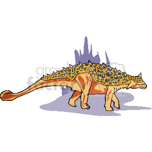 The image is a clipart illustration of a dinosaur. The dinosaur appears to be a stylized representation of a Stegosaurus, characterized by its distinctive row of bony plates along its back and spiked tail. The creature is depicted with a combination of yellow and brown coloring, with shadows indicating a light source to the left.