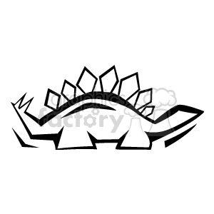 The image is a simple black and white clipart of a stylized dinosaur. It appears to be a depiction of a Stegosaurus, which is recognizable by the row of plates along its back and the spiked tail.