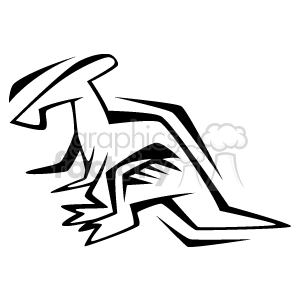 The image is a simple black and white clipart of a stylized dinosaur. The design is minimalistic with clear lines defining the shape of the dinosaur.