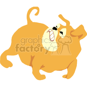   The clipart image depicts a cartoon-style bulldog with brown and white fur, standing on all fours It looks as if its staring at its own tail in frustration - may be playing the game of 