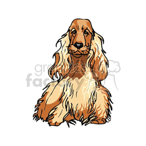 The image is a clipart illustration of a dog. The dog appears to be a breed with long, wavy fur, likely a Cocker Spaniel or a breed with similar physical features. The canine is depicted with a significant amount of fur on the ears and the body, which is characteristic of such breeds.