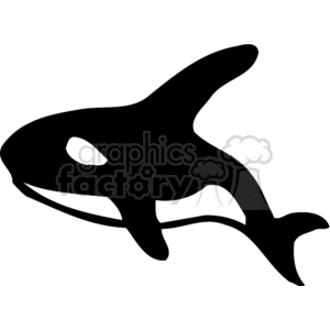 The image is a black and white silhouette clipart of an orca, also known as a killer whale.