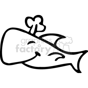 This clipart image features a stylized drawing of a whale with a happy expression and a spout of water shooting from its blowhole.