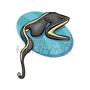 Illustrated Eel on Aquatic Blue Background