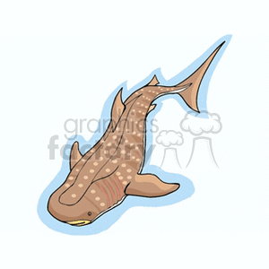 The clipart image features a cartoon representation of a fish, which appears to be a stylized shark. It has a streamlined body, a pointed tail fin, and distinct spots or markings over its body suggesting it could be a type of spotted shark.