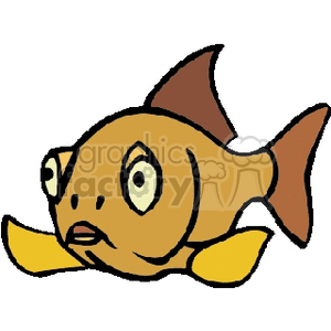 The clipart image features a stylized cartoon illustration of a fish. The fish has a golden-brown body, lighter gold fins, and a surprised or shocked facial expression.