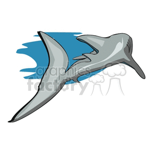 The image is a cartoon-style clipart depiction of a shark swimming. You can tell it's a shark due to its distinctive dorsal fin and streamlined body shape, typical of these marine animals.
