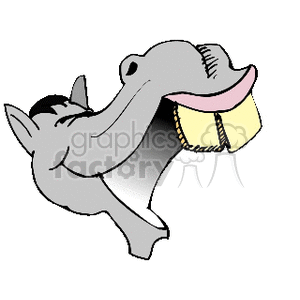 The clipart image shows a cartoon horse laughing with its mouth wide open, displaying large teeth. 