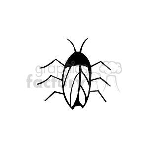 A black and white clipart image of a cockroach.