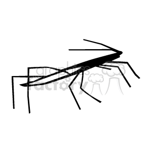 A black and white clipart image of a cockroach.