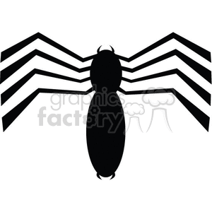 The image is a simple black and white clipart of a spider. The spider illustration features an elongated body with two distinct segments, likely representing the cephalothorax and abdomen, and eight legs extending outward in a symmetrical pattern. The spider's legs appear to have a zigzag or chevron-like design.