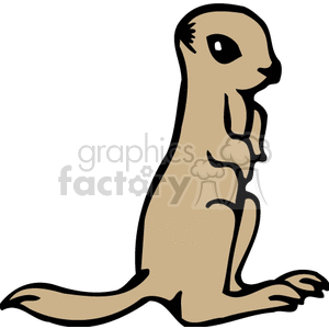 The image is a clipart depiction of a brown rodent standing upright on its hind legs with a long tail extended behind it.
