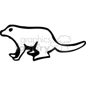 The clipart image shows a simplified black outline of a rodent. The silhouette features a rodent in a side profile, walking to the right with its tail extended behind.