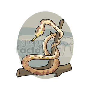 Cartoon Copperhead Snake on a Tree Branch