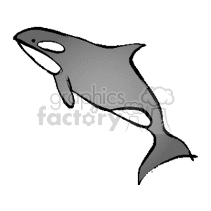 The clipart image depicts a stylized representation of a whale, with a simple grayscale color scheme.