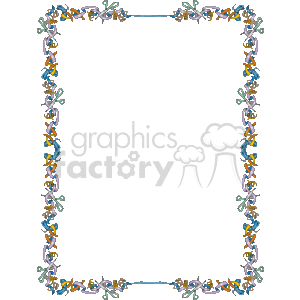 The clipart image shows a decorative border featuring scissors and ribbons. The border design has pairs of scissors with blades open flanking ribbon bows at the corners and along the edges of the border. The ribbons appear to be loosely interwoven, creating a playful and artistic frame. This kind of design is often used for certificates, invitations, or as a decorative element in various crafting projects.