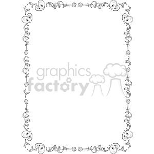 This is an ornamental clipart image featuring a decorative border. The design includes stylized hearts and swirls which could be associated with themes like love or Valentine's Day. The border forms a rectangular frame that could be used to embellish or highlight text, a picture, or a page layout. There is a repeating pattern detailing within the border that gives it an elegant and romantic feel.