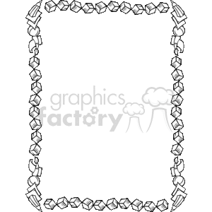 The clipart image features a decorative border composed of art and school supplies. There are alternating images of what appear to be pencils and paintbrushes forming a rectangular frame around an empty center, which can be used to frame or enclose text or other content. The stylized pencils and paintbrushes are depicted in a black and white color scheme.