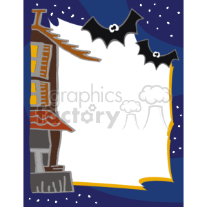 Haunted house with bats flying around photo frame