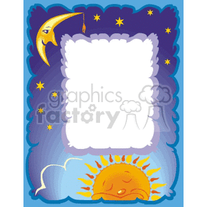 Nighttime Sleepy Border With Moon Sun And Stars Clipart Graphics Factory