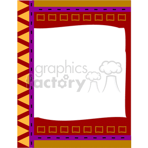 Colorful and decorative border clipart with geometric and zigzag patterns. The border consists of vibrant colors including red, purple, yellow, and gold.