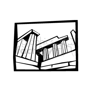 Black and white clipart image of a classical architectural structure with columns.