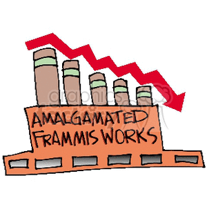 Amalgamated Frammis Works Factory with Downward Trend Arrow