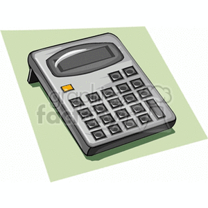 Vector illustration of a digital calculator, featuring a numeric keypad and display on a green background.