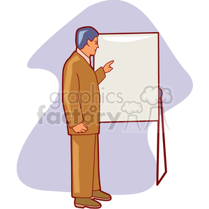 Businessman Presenting with Blank Board