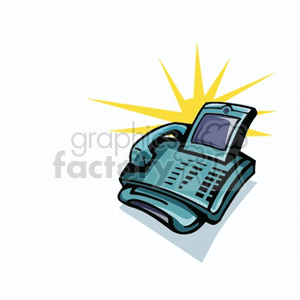 Clipart image of a modern telephone with a digital screen and a ringing alert.