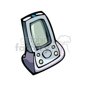 Clipart of a stylized personal digital assistant (PDA) with a touchscreen and physical buttons.