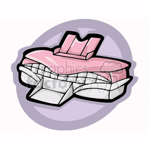 Clipart image of a whimsical pink printer, which looks like the front end of a car, but with the recognizable paper trays