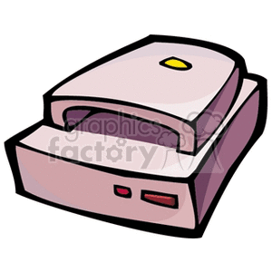 Clipart illustration of a scanner with a simple, cartoonish design.