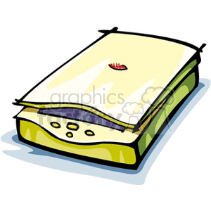 Illustration of a flatbed scanner with a cartoon style.