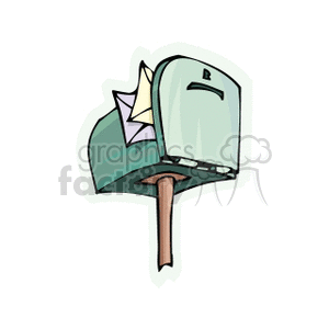 A clipart image depicting a mailbox with letters inside.