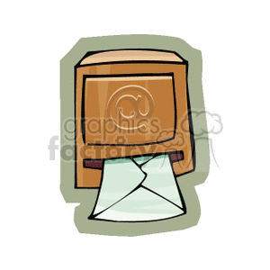 Clipart image of a mailbox with an @ symbol and an envelope sticking out.