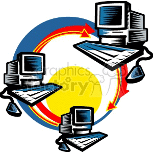 Computer Network with Data Exchange Arrows