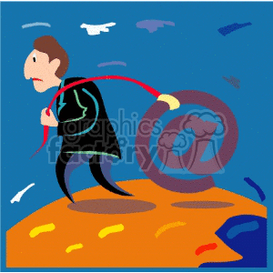 A clipart image of a person pulling a rope attached to an 'at' (@) symbol, symbolizing internet or email communication.