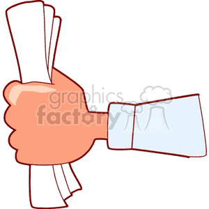 Hand Holding Rolled-Up Papers